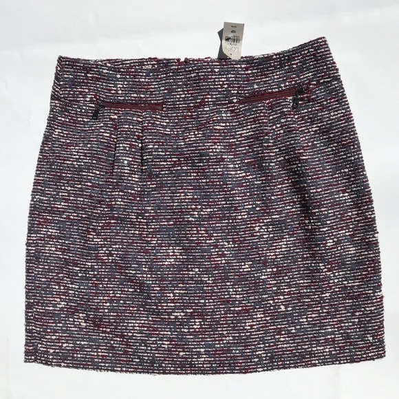 LOFT Boucle Pencil Skirt 10P NWT $60 Red Gray - Picture 1 of 7